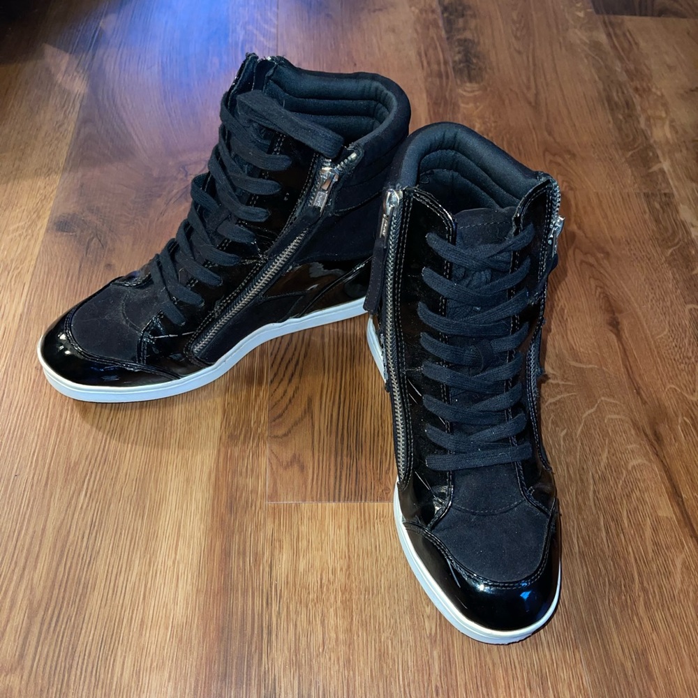 Black sneaker wedges